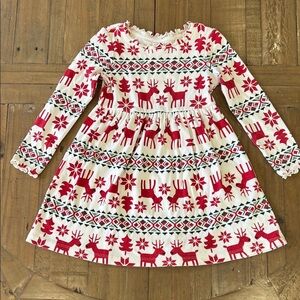 Hanna andersson dear deer jersey dress girls 3 Christmas reindeer
